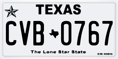 TX license plate CVB0767