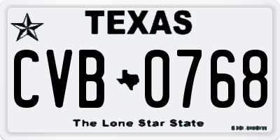 TX license plate CVB0768