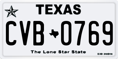 TX license plate CVB0769