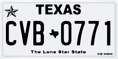 TX license plate CVB0771