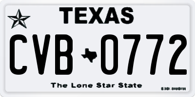 TX license plate CVB0772