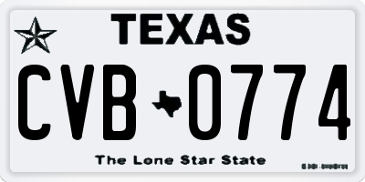 TX license plate CVB0774