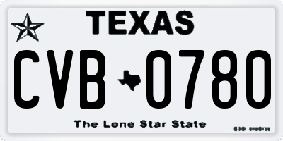 TX license plate CVB0780