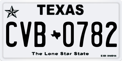 TX license plate CVB0782