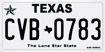 TX license plate CVB0783
