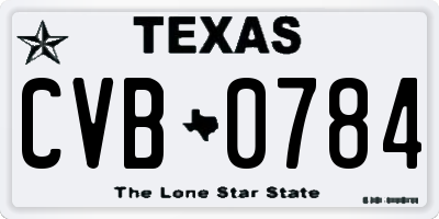 TX license plate CVB0784