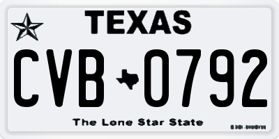TX license plate CVB0792