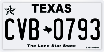 TX license plate CVB0793
