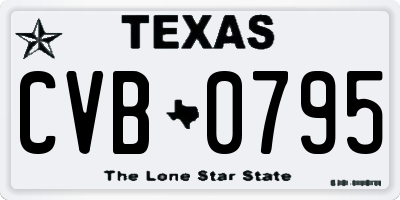 TX license plate CVB0795