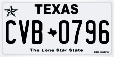 TX license plate CVB0796