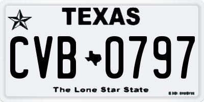 TX license plate CVB0797