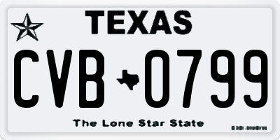 TX license plate CVB0799