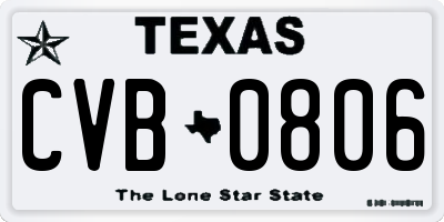 TX license plate CVB0806