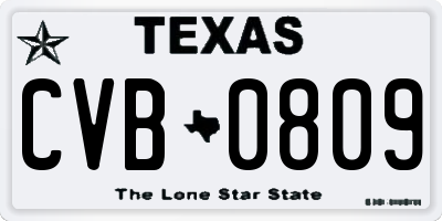 TX license plate CVB0809