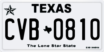 TX license plate CVB0810