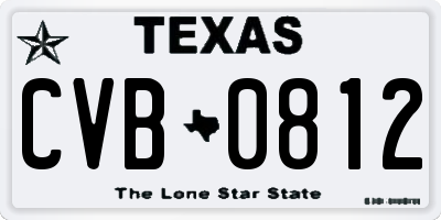 TX license plate CVB0812
