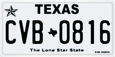 TX license plate CVB0816