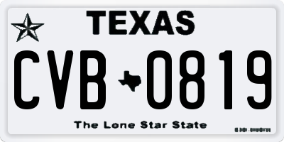 TX license plate CVB0819