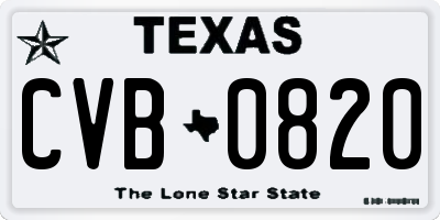 TX license plate CVB0820