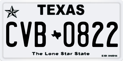 TX license plate CVB0822