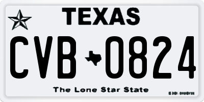 TX license plate CVB0824