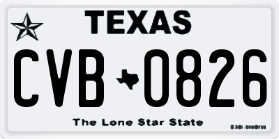 TX license plate CVB0826