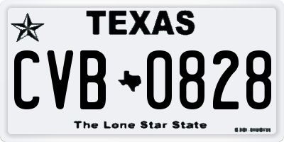 TX license plate CVB0828