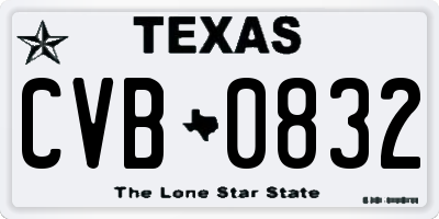 TX license plate CVB0832