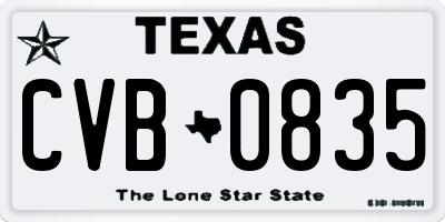 TX license plate CVB0835