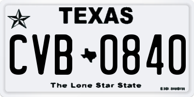 TX license plate CVB0840