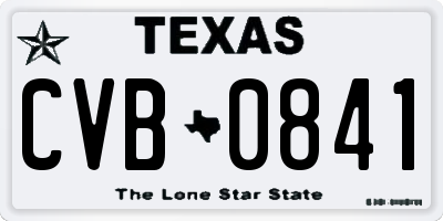 TX license plate CVB0841