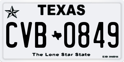 TX license plate CVB0849
