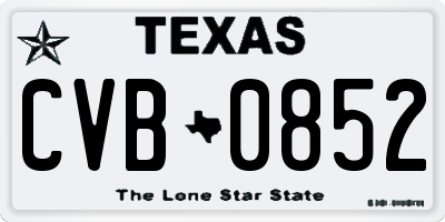 TX license plate CVB0852