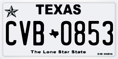 TX license plate CVB0853
