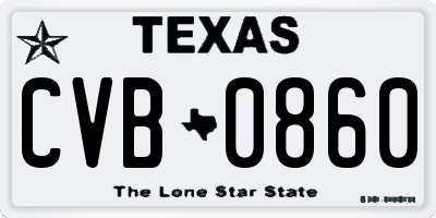 TX license plate CVB0860