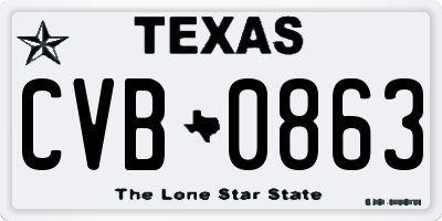 TX license plate CVB0863