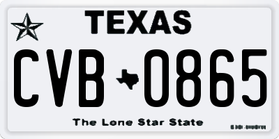 TX license plate CVB0865
