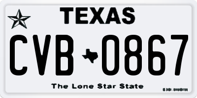 TX license plate CVB0867