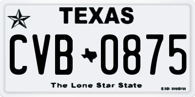 TX license plate CVB0875