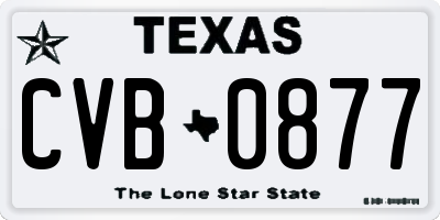TX license plate CVB0877