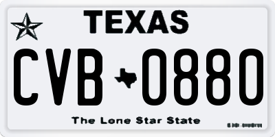 TX license plate CVB0880