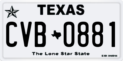 TX license plate CVB0881