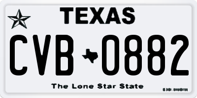 TX license plate CVB0882