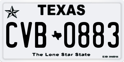 TX license plate CVB0883