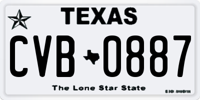 TX license plate CVB0887