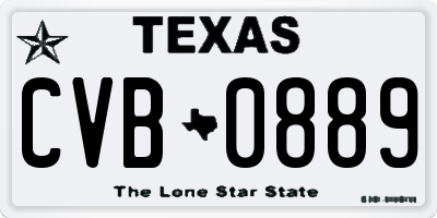 TX license plate CVB0889
