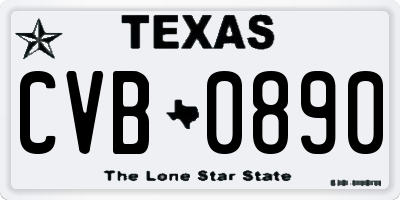 TX license plate CVB0890
