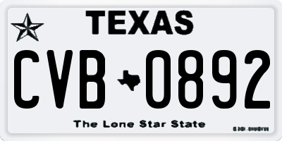 TX license plate CVB0892
