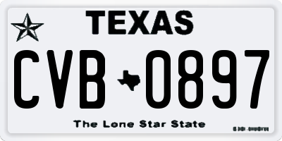TX license plate CVB0897