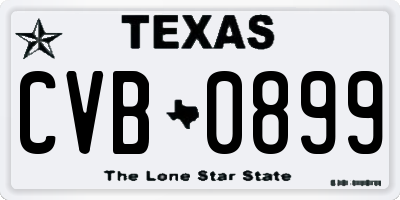 TX license plate CVB0899